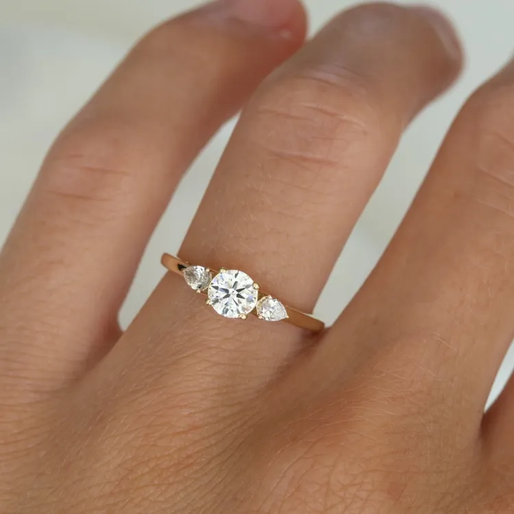 lab grown diamant ring in 9 karaat goud 0,50 ct 0,20 ct