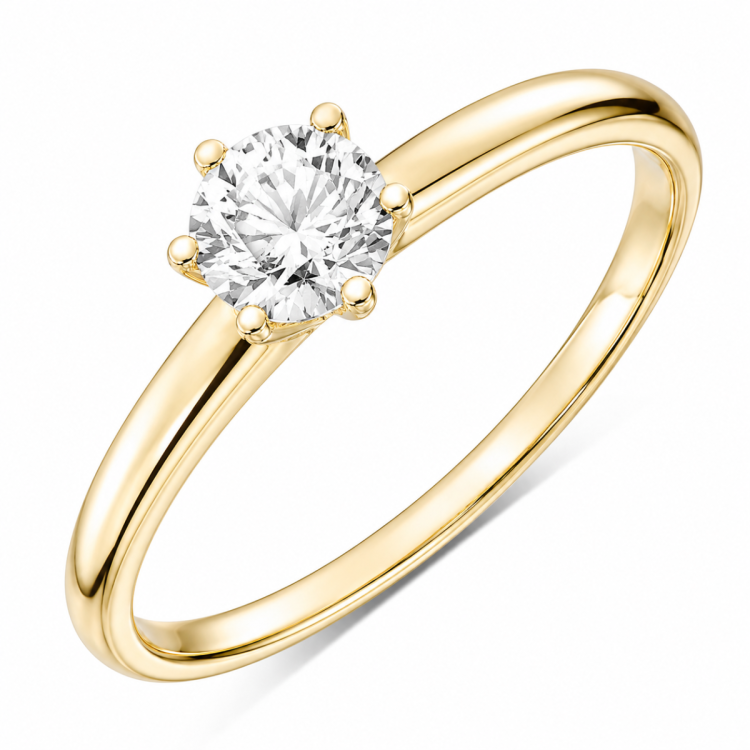 0,50 ct lab grown diamant solitaire ring in 9 karaat goud 0,50 ct