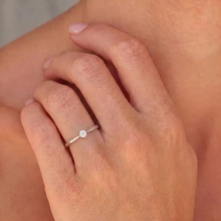 lab grown diamant solitaire ring in zilver