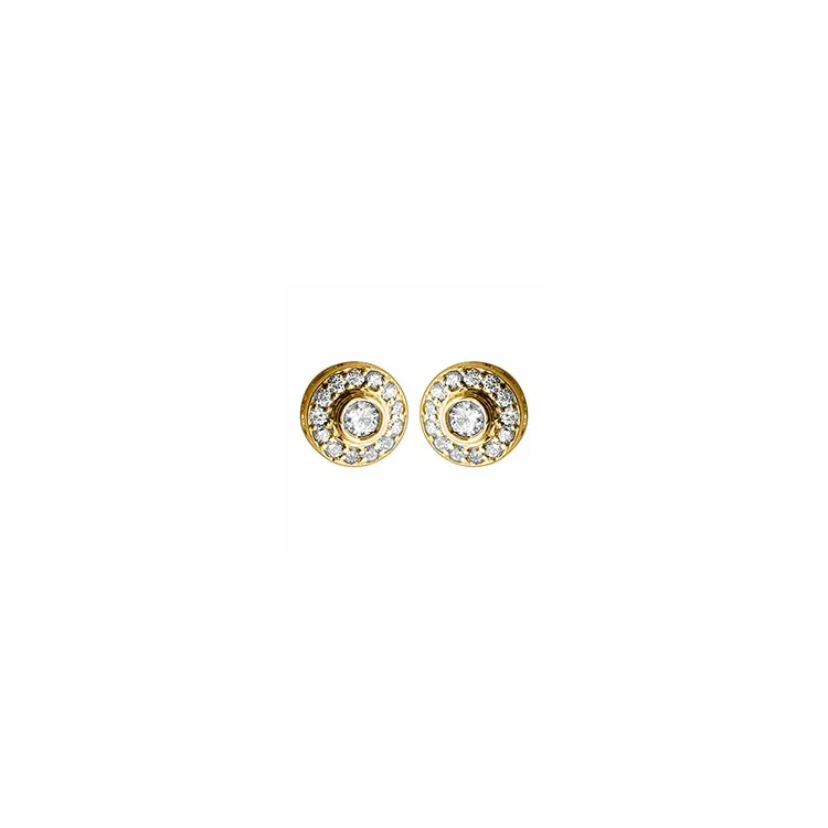 rond diamant oorsteker in 14 karaat goud met diamant 