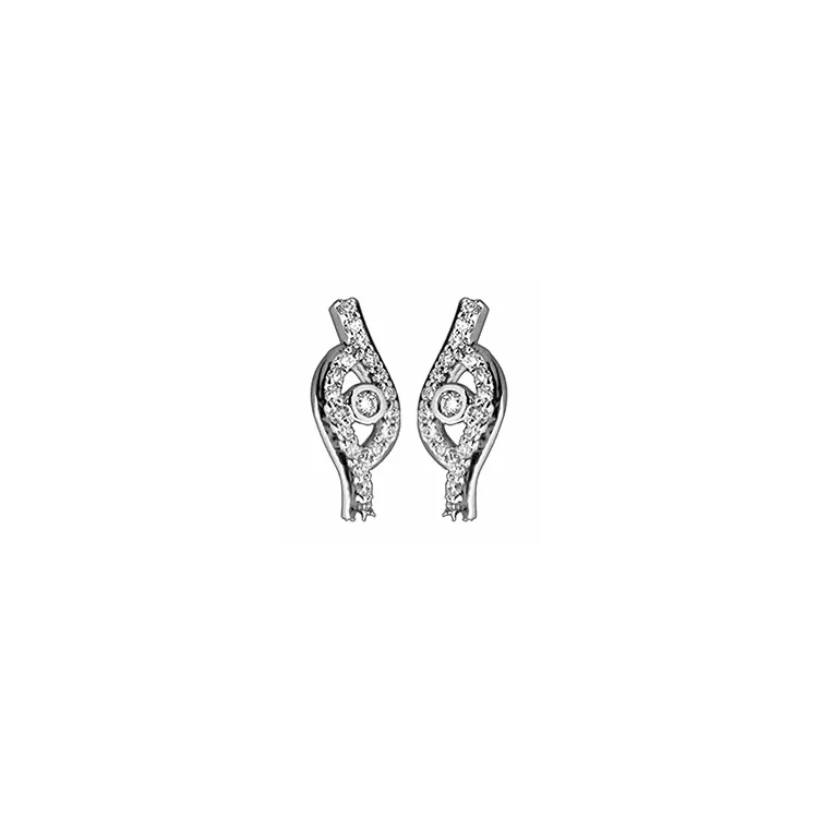 diamant oorsteker in 14 karaat witgoud met diamant