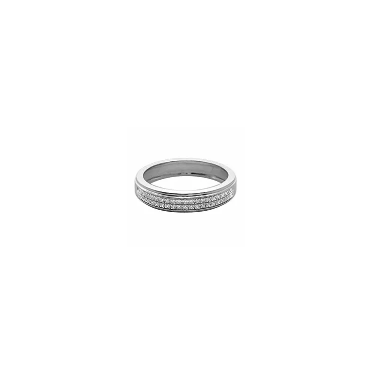 Breed diamant ring in 14 karaat witgoud 0,15 ct