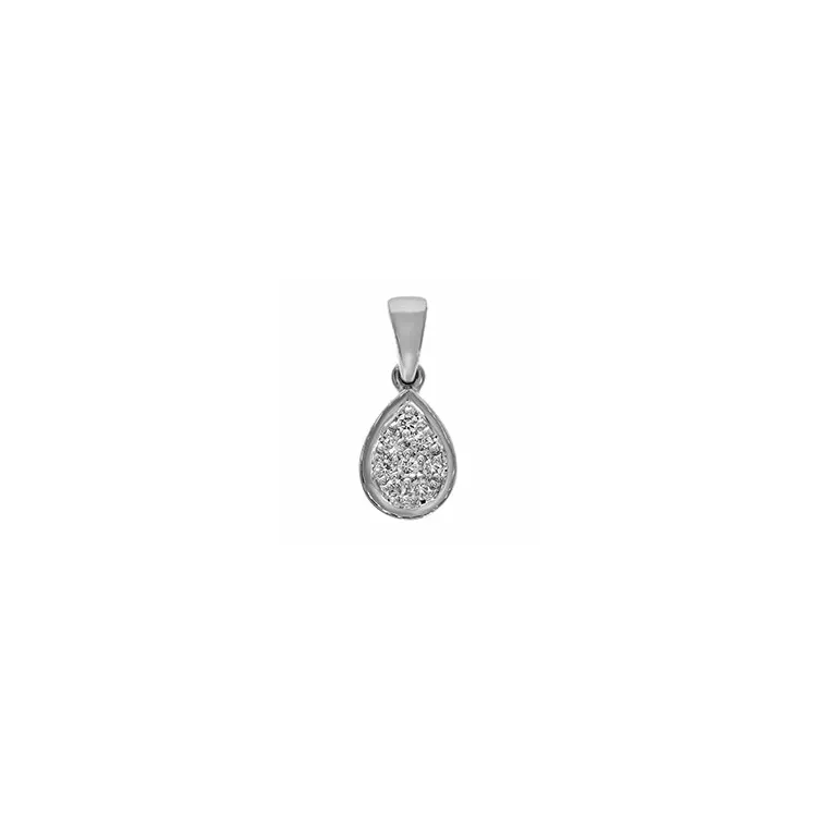 Druppelvormig diamant hanger in 14 caraat witgoud 0,07 ct