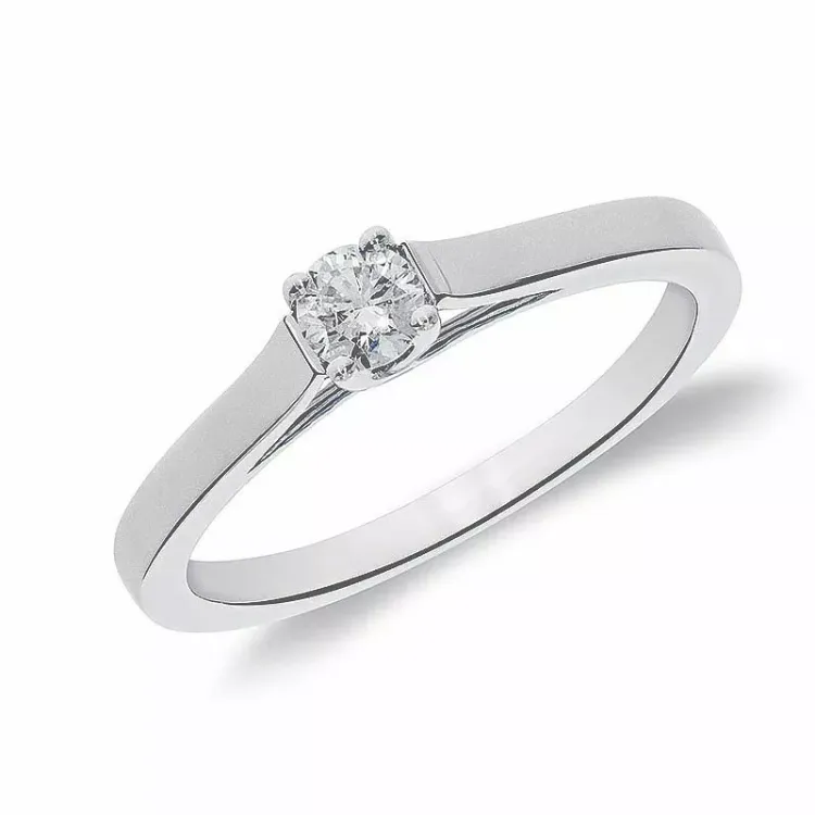 Echt diamant ring in 14 karaat witgoud 0,10 ct