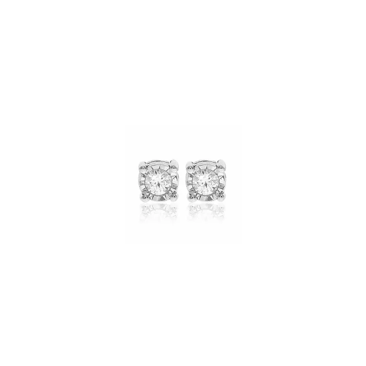 diamant oorsteker in 14 karaat witgoud met diamant 