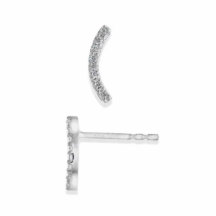 diamant oorsteker in 14 karaat witgoud met diamant 