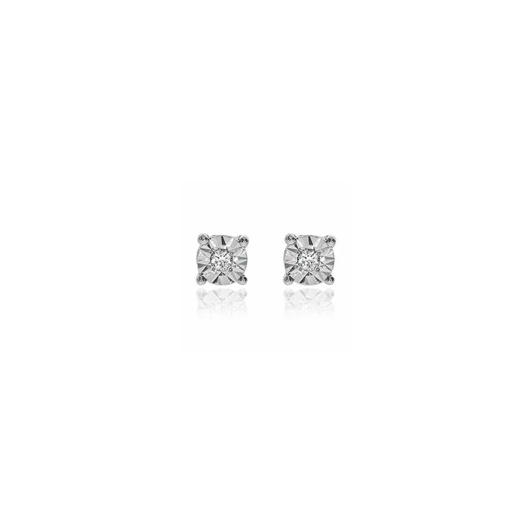 diamant oorsteker in 14 karaat witgoud met diamant 