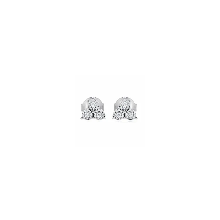 Trendy diamant oorsteker in 14 karaat witgoud met diamanten 