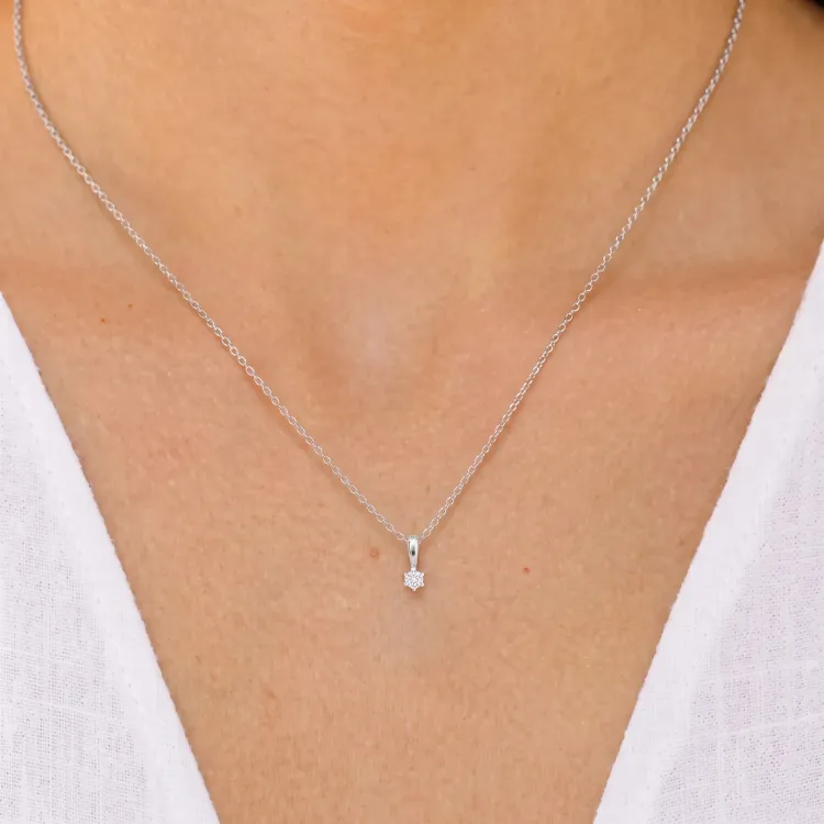 0,10 ct lab grown diamant solitaire hanger in zilver