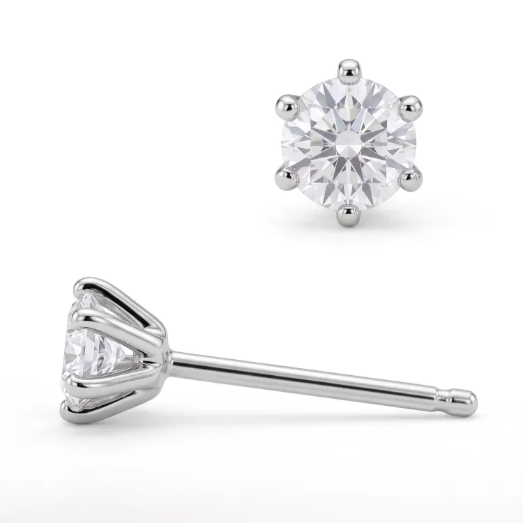 2 x 0,10 ct solitaire oorbel in zilver met lab grown diamant (HPHT) 