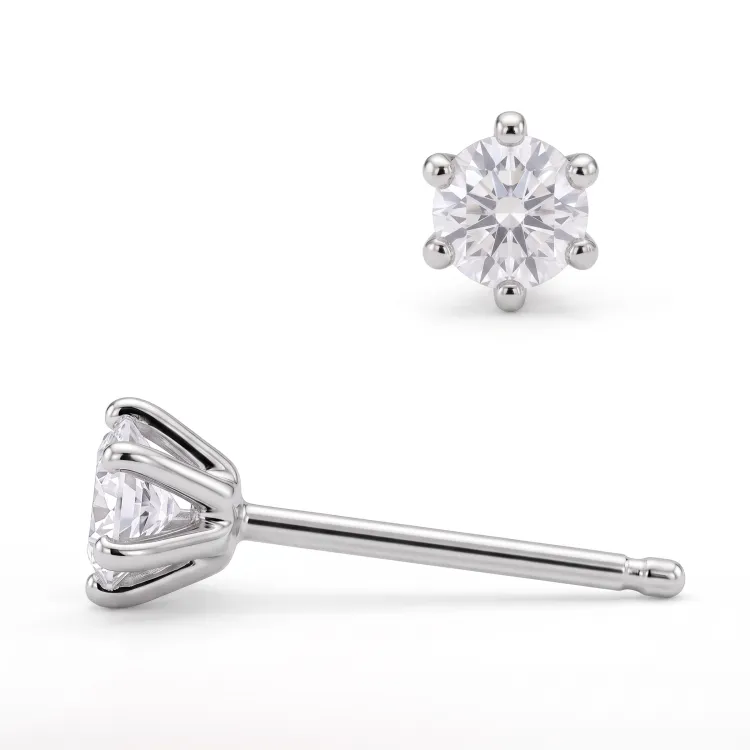 2 x 0,05 ct solitaire oorbel in zilver met lab grown diamant (HPHT) 