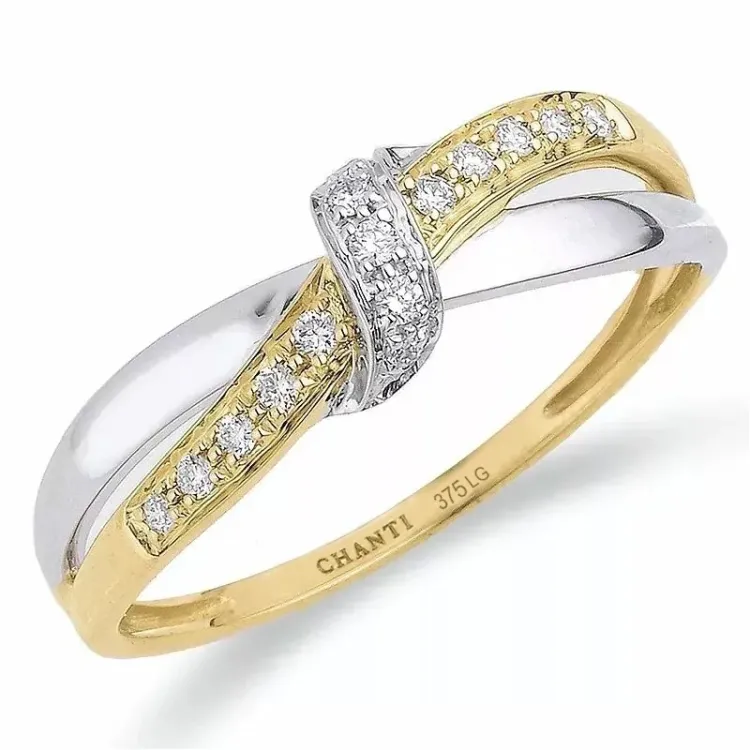 lab grown diamant ring in 9 karaat goud-en witgoud 0,10 ct