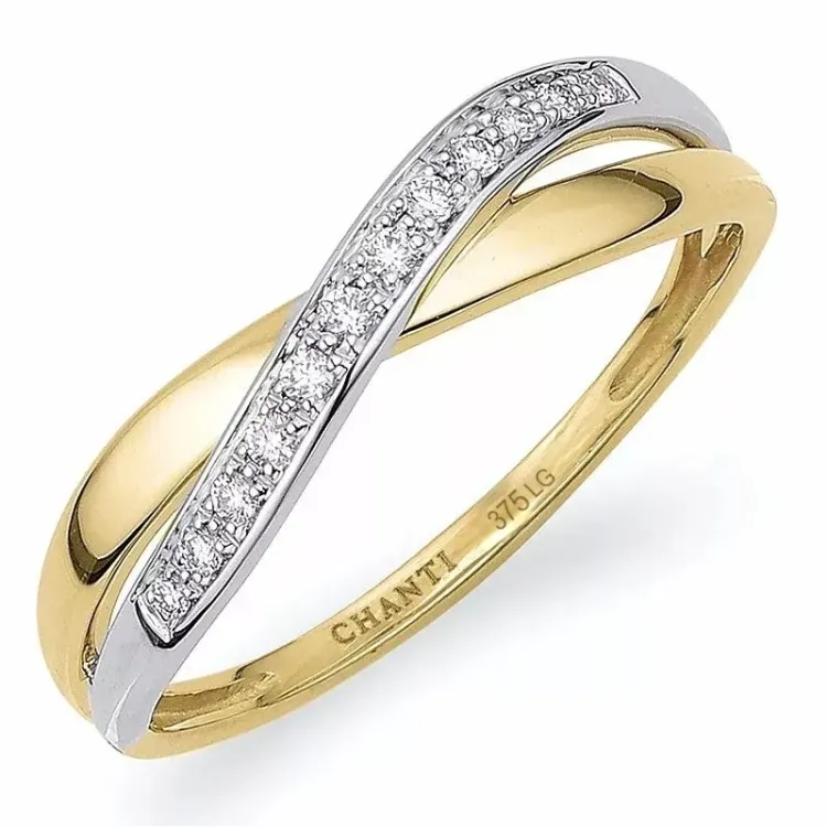 lab grown diamant ring in 9 karaat goud-en witgoud 0,08 ct