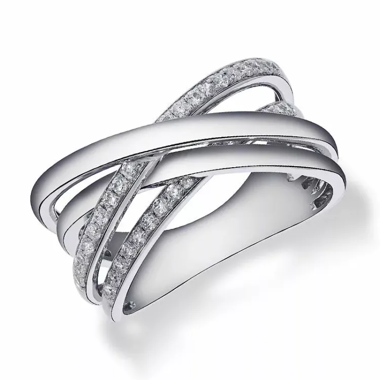 abstract diamant witgoud ring in 14 karaat witgoud 0,38 ct