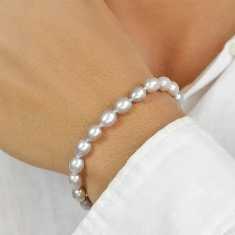 16 cm ovaal parel armband met zoetwaterparel.