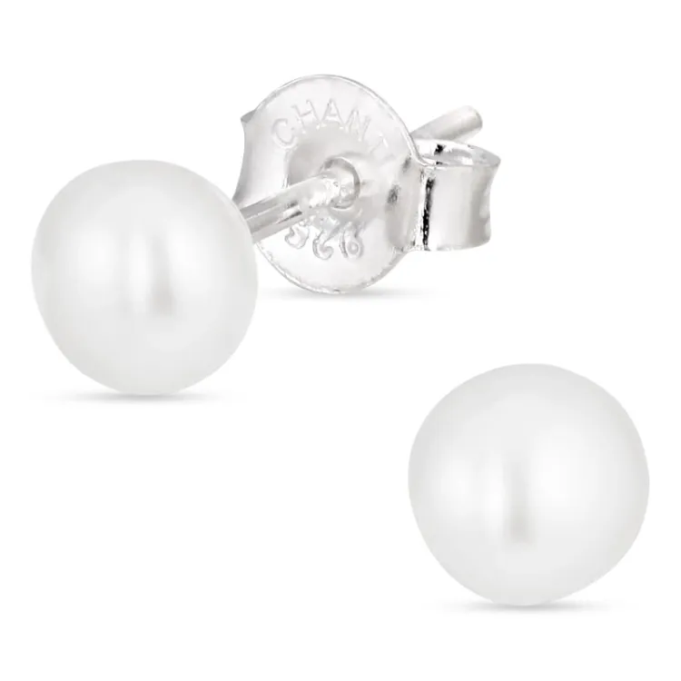 5-5,5 mm witte parel oorstekers in zilver