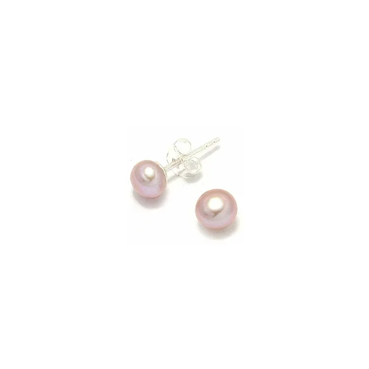 6-6,5 mm paarse parel oorstekers in zilver