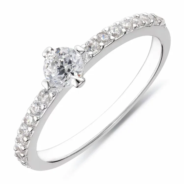 Smal witte zirkoon ring in zilver