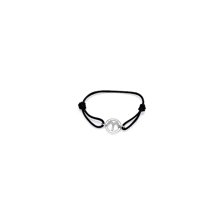 De ram sterrenbeeld armband in leren met hanger in zilver