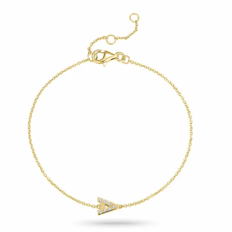 letter a zirkoon armband in verguld sterlingzilver