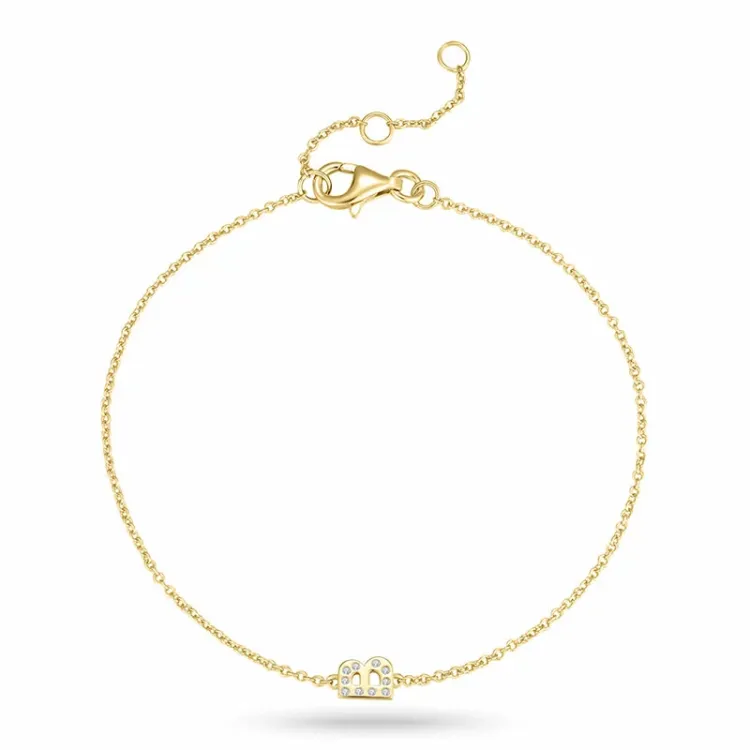 letter b zirkoon armband in verguld sterlingzilver - My Letter