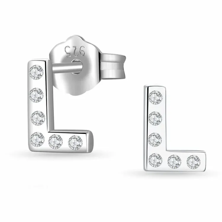 letter l zirkoon oorsteker in zilver - My Letter