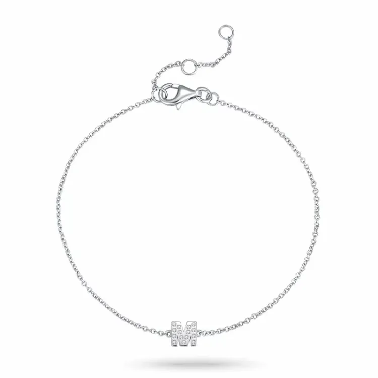 letter m zirkoon armband in zilver - My Letter