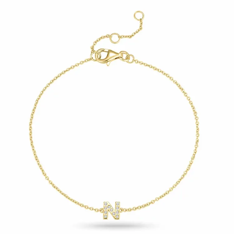 letter n zirkoon armband in verguld sterlingzilver - My Letter