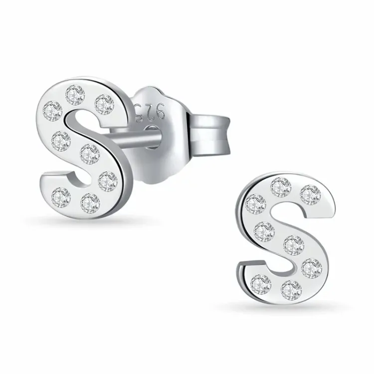 letter s oorbellen in zilver - My Letter