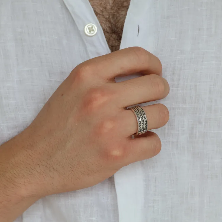 Herenring in geoxideerd sterlingzilver