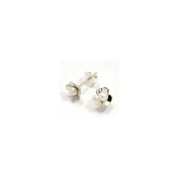 Bloem oorbellen in geoxideerd sterlingzilver