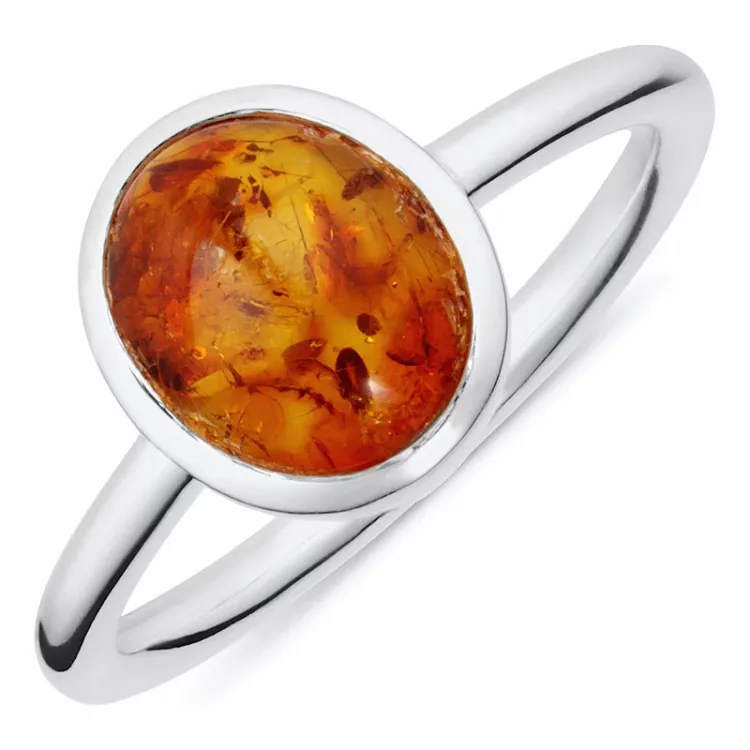 testsieraad barnsteen ring in zilver
