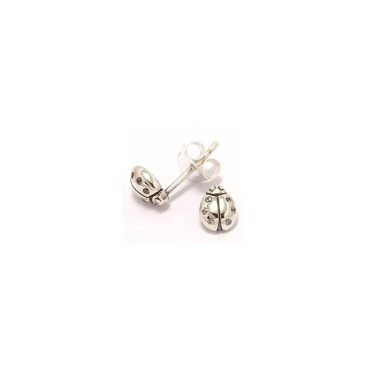 Lieveheersbeestje oorsteker in geoxideerd sterlingzilver