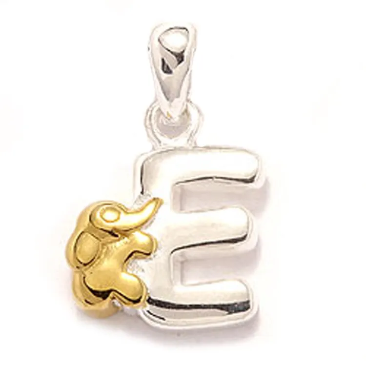 letter e hanger in zilver en verguld sterlingzilver
