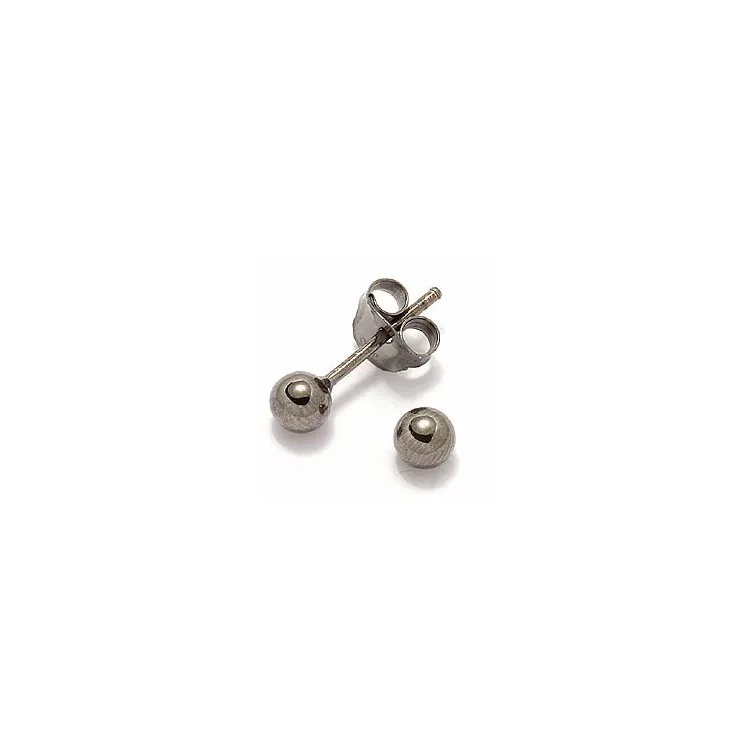4 mm bolletje oorbellen in zwart gerhodineerd zilver