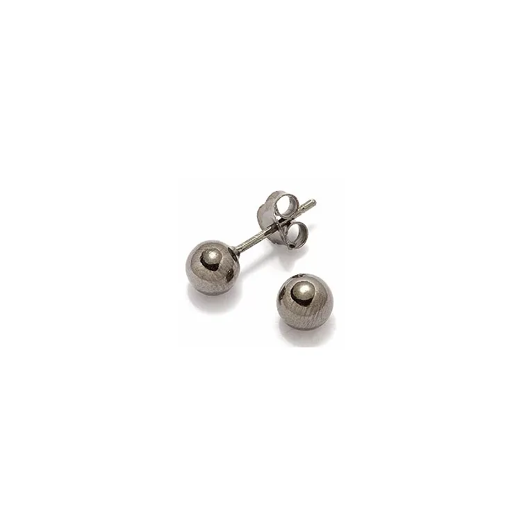 6 mm Dark Harmony oorsteker in zwart gerhodineerd zilver