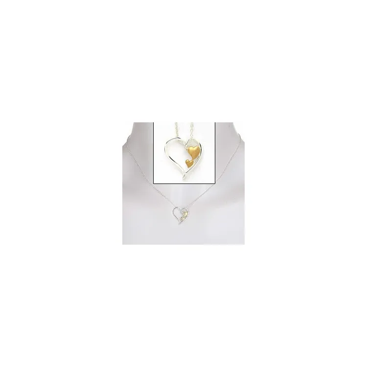 Hart ketting met hanger in zilver met hanger in verguld sterlingzilver