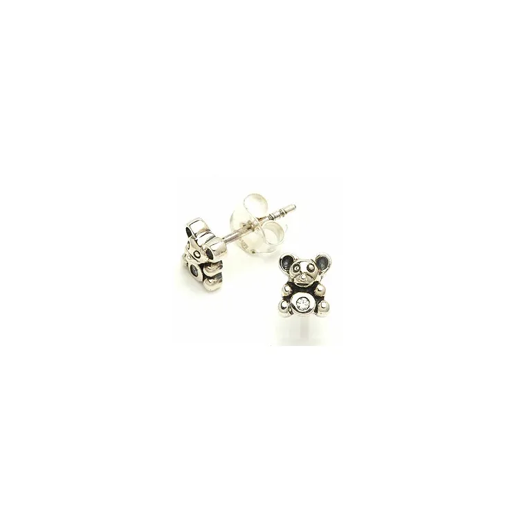 Teddybeer kinder oorbellen in geoxideerd sterlingzilver