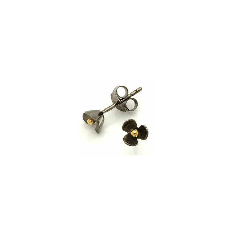 Dark Harmony bloemen oorbellen in geoxideerd sterlingzilver met verguld sterlingzilver