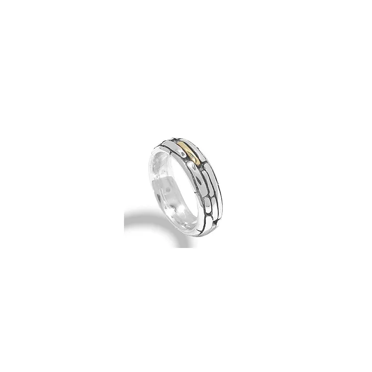 Ring in geoxideerd sterlingzilver met 8 karaat goud
