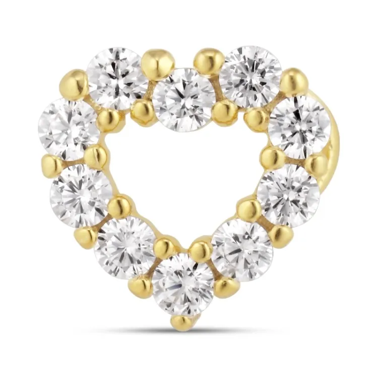 hart witte zirkoon hanger in verguld sterlingzilver
