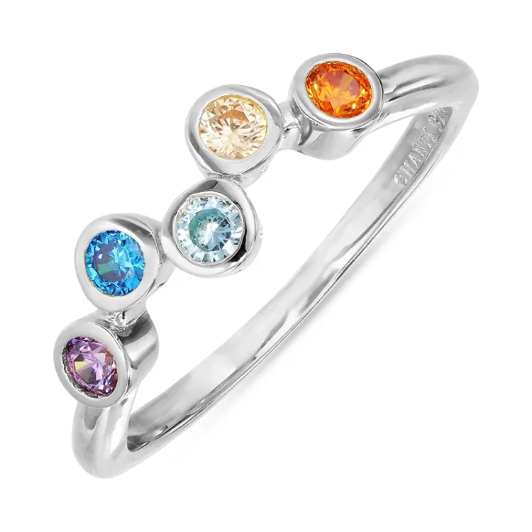 veelkleurig zirkoon ring in zilver - Bubbly Twist
