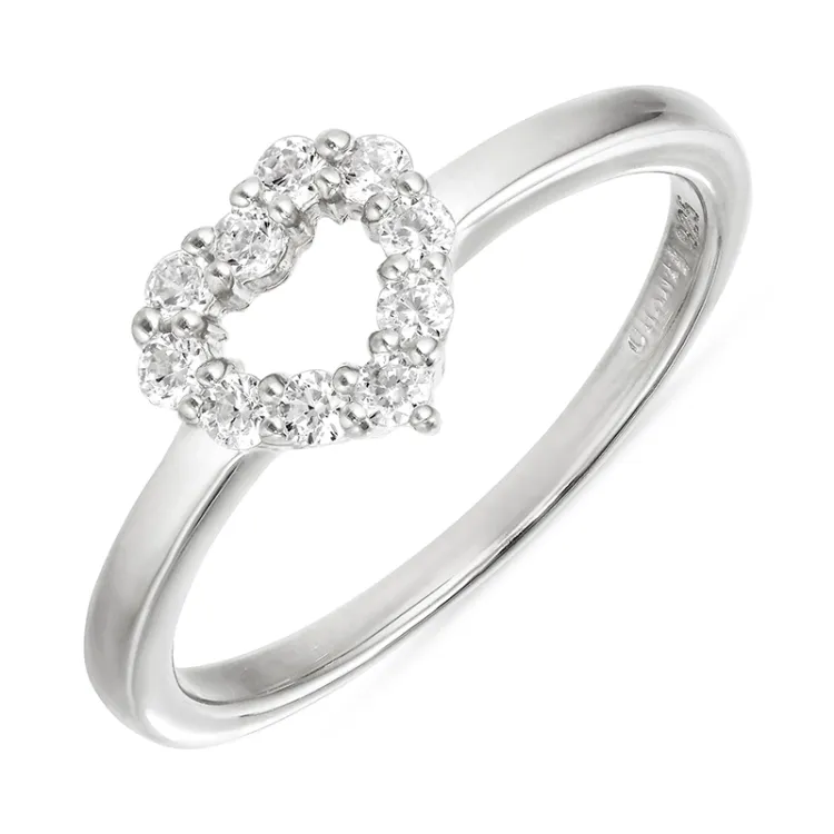hart zirkoon ring in zilver