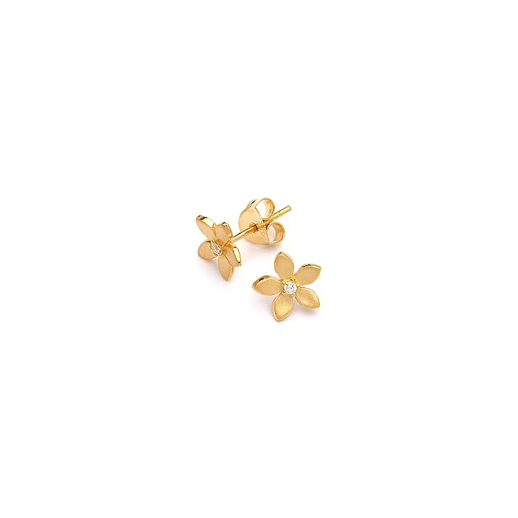 bloemen oorbellen in verguld sterlingzilver