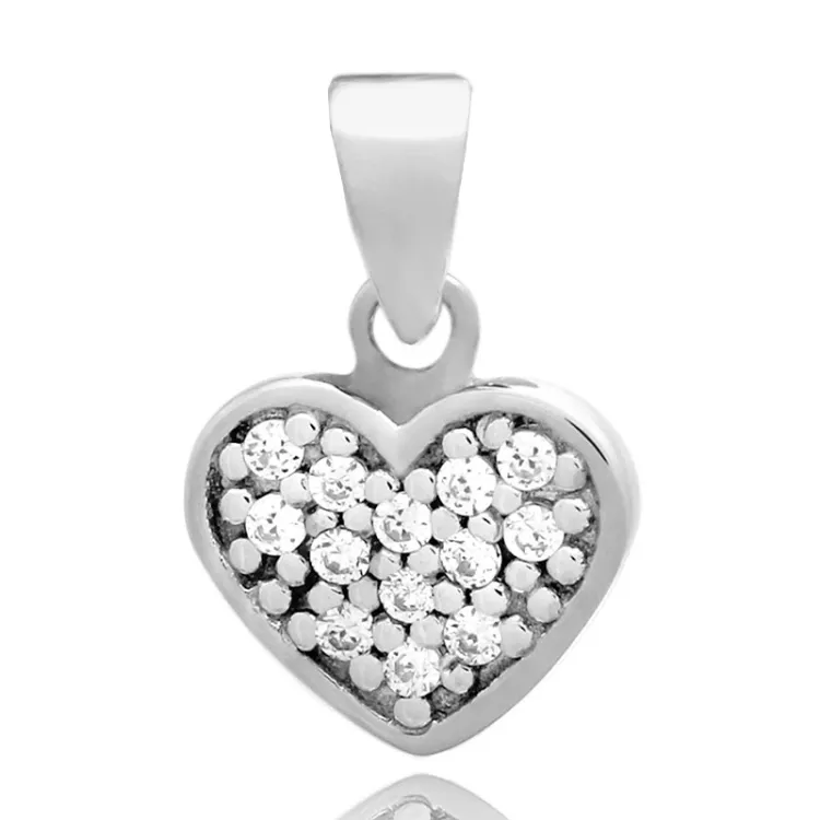 hart zirkoon hanger in zilver