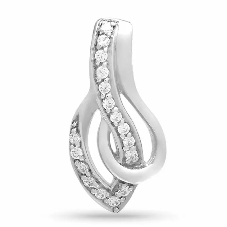 Elegant abstract zirkoon hanger in zilver