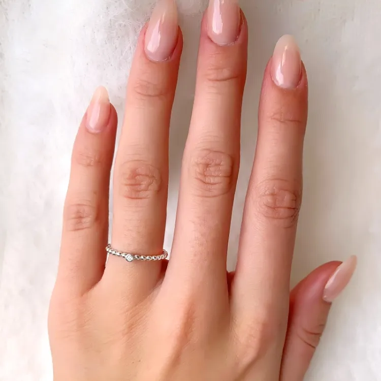 bolletje zirkoon ring in zilver