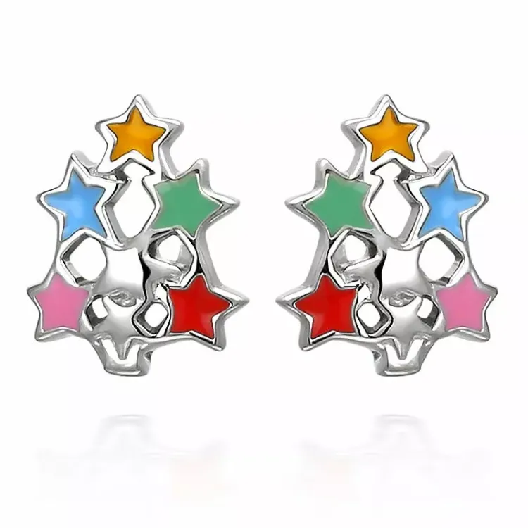 Kerstboom oorbellen in zilver