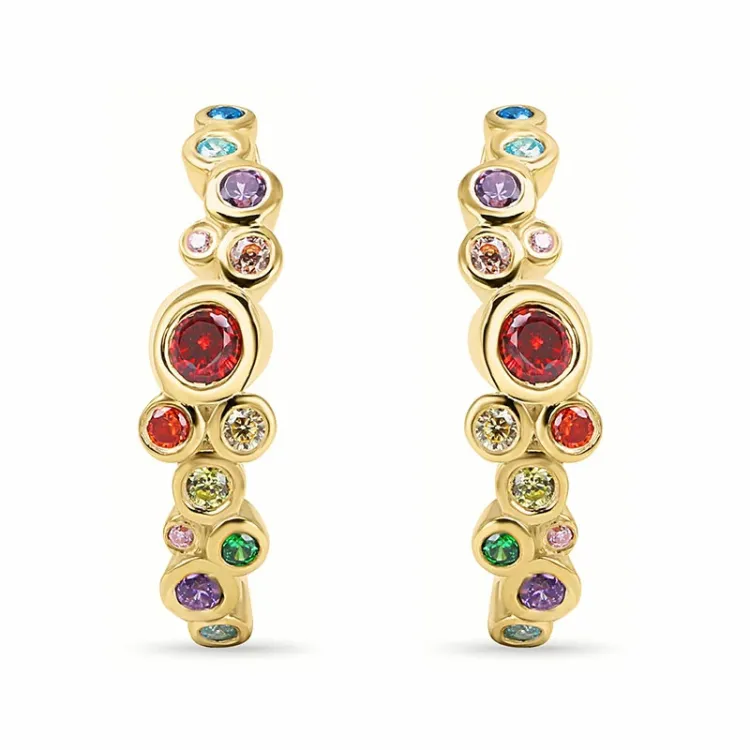 multikleurige halfcreool in verguld zilver - Bubbly Twist