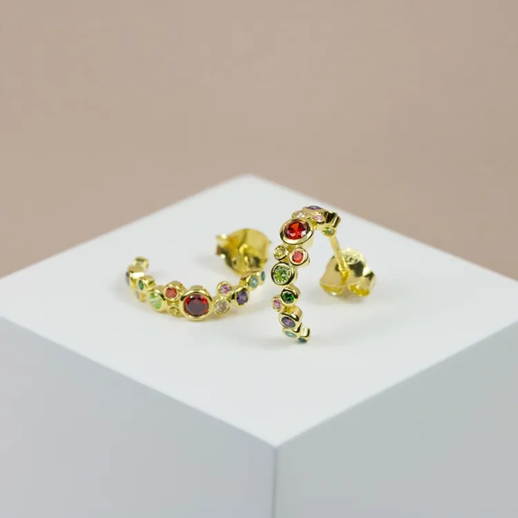 multikleurige halfcreool in verguld zilver - Bubbly Twist